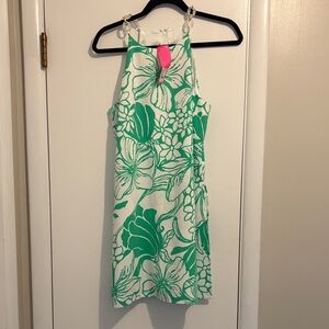 Lilly Pulitzer Floral Green and White Romper Dress